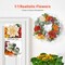 24 in Artificial Decorative Wreath Red Orange Yellow Flowers with Wooden Sign Indoor Outdoor